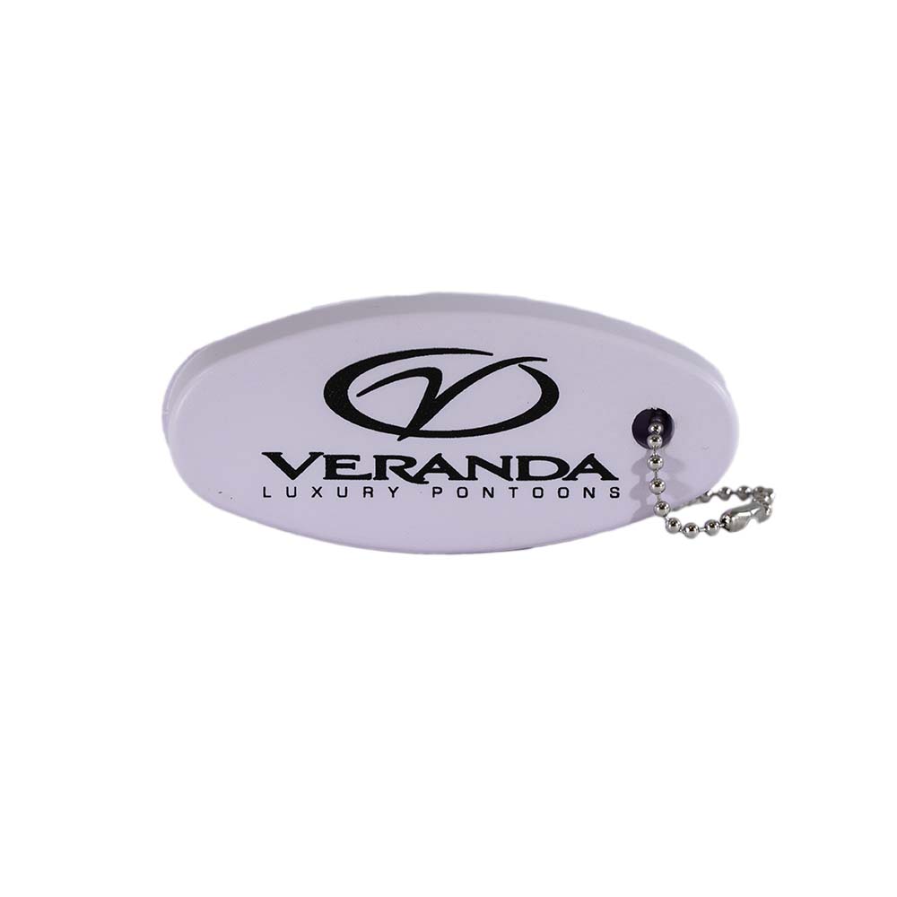 Veranda Floating Keychain, White Veranda Luxury Pontoons Apparel
